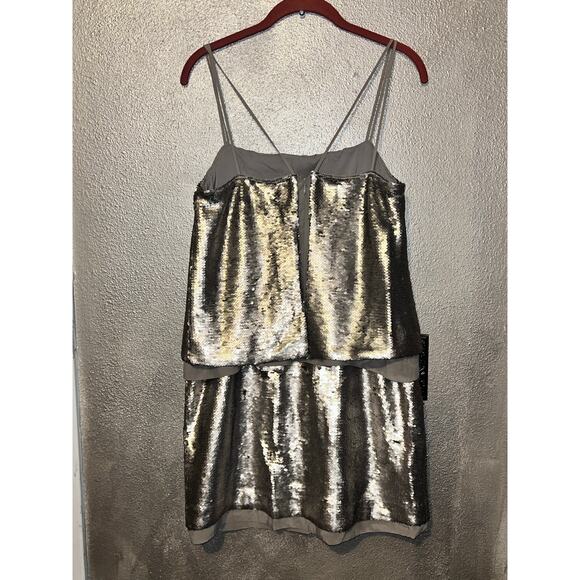 Banana Republic Platinum Sequin Dress Sz 4 Strapy Glam Cocktail Prom New Years - Picture 6 of 13